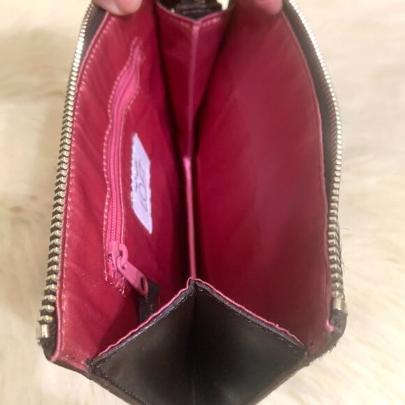 ANN TAYLOR LOFT Black Calf Hair & Brown Leather Demi Bag Clutch Purse - Picture 9 of 15